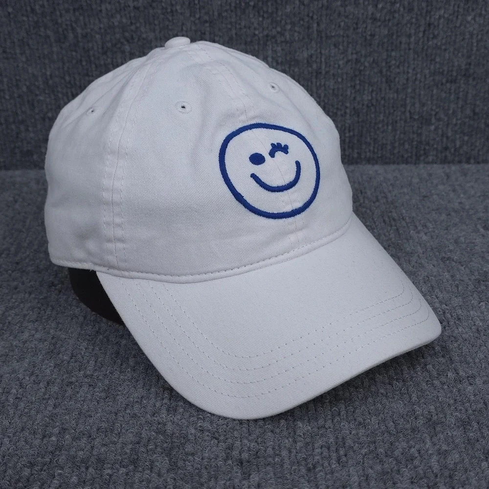 Aerie Hat Cap Adult Strap Back Adjustable One Size White Smiley Face Wink Womens